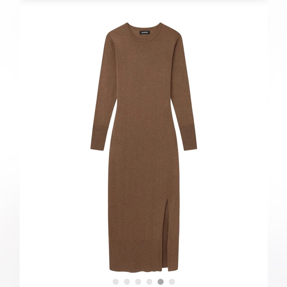 NAADAM lightweight long sleeve dress with slit